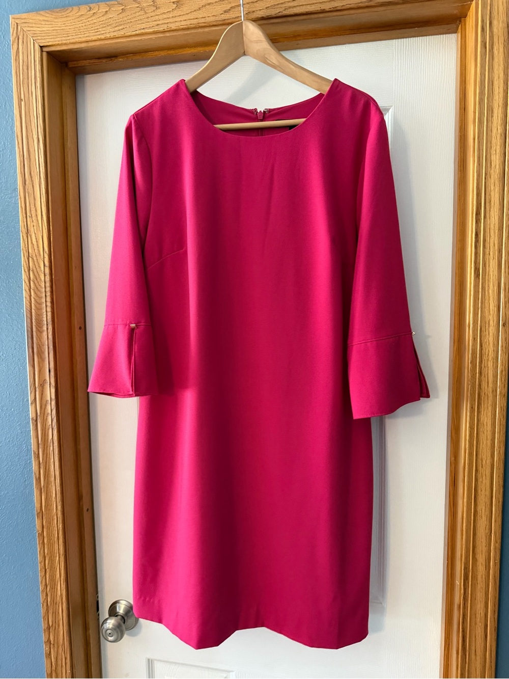 Banana Republic Hot Pink Shift Dress with Flared 3/4 Sleeves